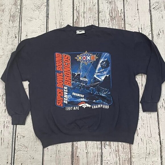 Vintage Denver Broncos Super Bowl XXXII NFL Football Crewneck Sweatshirt - Picture 1 of 5